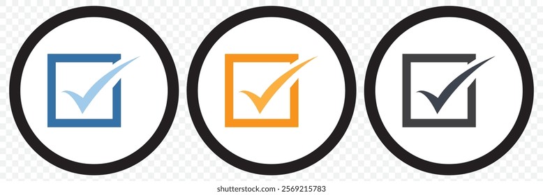 Checkmark icon. Checkmark vector set. Checked check box sign. Approved symbol. Isolated v check mark icon. eps 10.