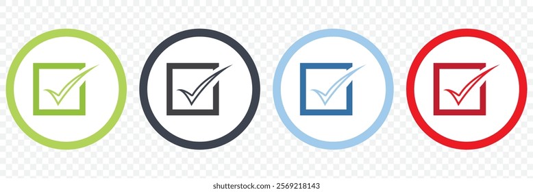 Checkmark icon. Checkmark vector set. Checked check box sign. Approved symbol. Isolated v check mark icon. eps 10.