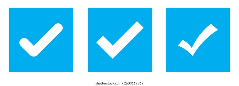 Checkmark icon. Checkmark vector set. Checked check box sign. Approved symbol. Isolated v check mark icon.
