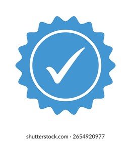 Ícone de marca de seleção. Ícone de marca de seleção verificado definido. Ícones de verificação de conta de mídia social. Ícone de marca de seleção azul. Vetor 10 eps.