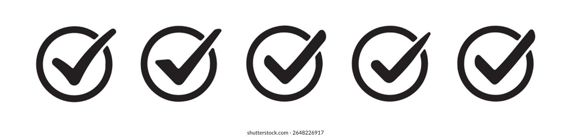 Checkmark icon. Verified checkmark icon set. Tick check box icon with correct, accept checkmark icons. Vector Illustration eps 10