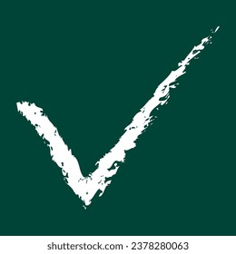 Checkmark icon written in chalk on green
board. Vector illustration