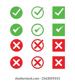 Checkmark icon and wrong icon set.yes or no checkmark icons