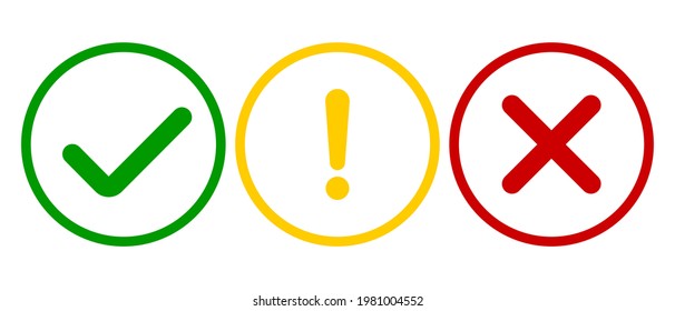 Checkmark icon and X. Icon for an application or website. Green and red OK and X icon. Vector icons for your design. Stock vector EPS 10
