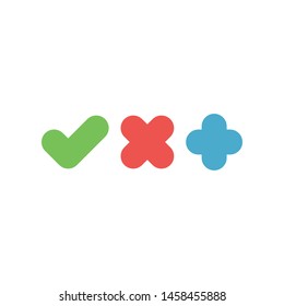 Checkmark icons, cross, plus and tick. Check mark symbols.
