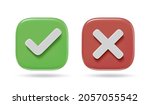 Checkmark icons. Green tick and red cross checkmarks. Check mark and X 3D stylized symbols