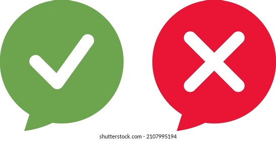 Checkmark Icons. Green Tick And Red Cross Checkmarks. Check Mark And X Symbols.