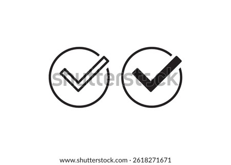 Checkmark icons inside circles for approval Vector