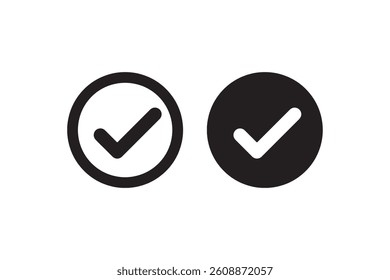 Checkmark icons in outlined and filled circles Vector