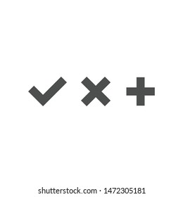Checkmark icons, plus, cross and tick. 