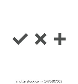 Checkmark icons, plus, cross and tick. 