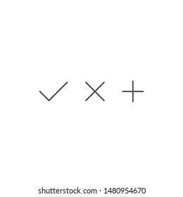Checkmark icons, plus, cross and tick. 