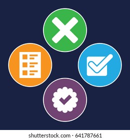Checkmark icons set. set of 4 checkmark filled icons such as checklist, cross