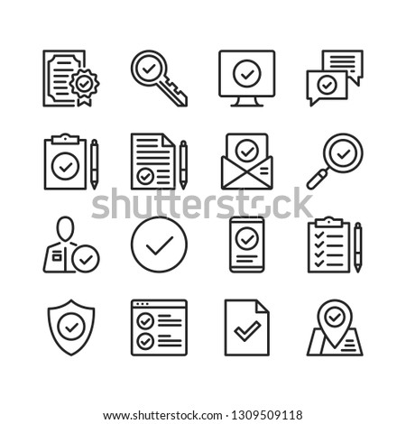 Checkmark icons set. Pixel perfect. Thin line design. Vector line icons set