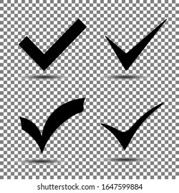 Checkmark icons set, symbol on background.