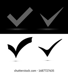 Checkmark icons set, symbol on background.