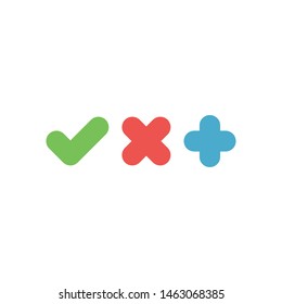 Checkmark icons, tick, x cross and plus