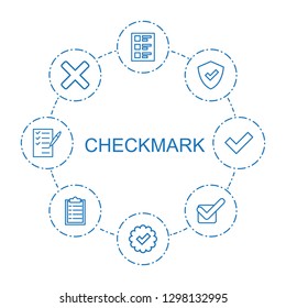 checkmark icons. Trendy 8 checkmark icons. Contain icons such as checklist, tick, shield, cross, check list. checkmark icon for web and mobile.