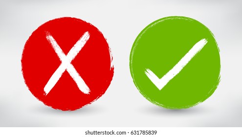 Checkmark icons.Vector marks graphic design.YES and NO circle symbols.