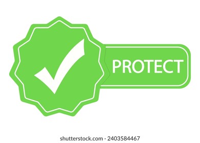 Checkmark with inscription protect line icon. Defender, shield, guard, attack, knight, care. Vector icons for business and advertising