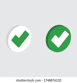 checkmark isometric icon vector sign	
