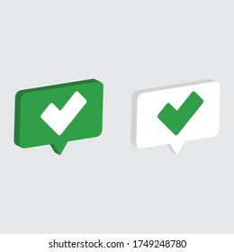 checkmark isometric icon vector sign