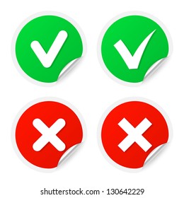 Checkmark labels. Vector illustration.