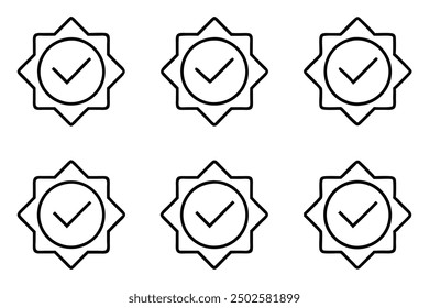 Checkmark line art illustration with elegant geometric shapes for design