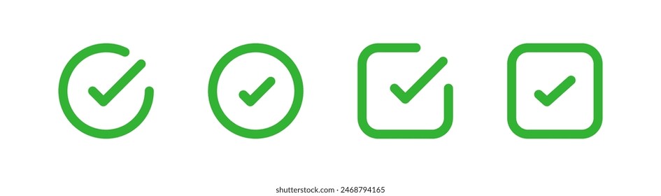 Conjunto de iconos de línea de marca. Compruebe los iconos redondos y cuadrados.
