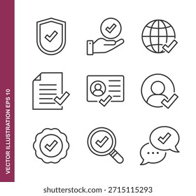 Iconos de línea de marca de verificación - Mini icono de la serie de colección