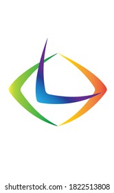 A checkmark logo consisting of three intersecting elements painted in rainbow colors. Flying birds effect