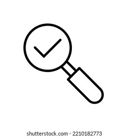 checkmark with magnifying glass icon vector