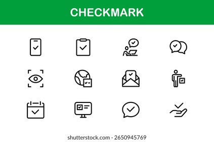 Markieren Sie das Symbol-Paket für moderne Linien. Minimale, saubere und professionelle Gliederungssymbole, die sich perfekt für die Überprüfung, Aufgaben und genehmigungsbezogenen Themen eignen.