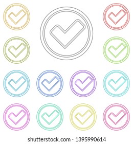 checkmark multi color icon. Simple thin line, outline vector of web icons for UI and UX, website or mobile application