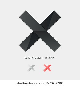 Checkmark No Geometric Symbol - check, accept, wrong, done, x, ok, mark, office, negative - Origami Crystal Icon Vector Illustration