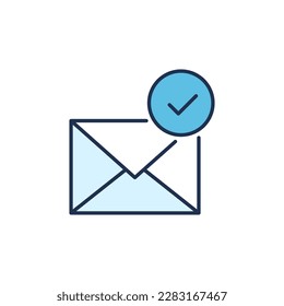 Marca de verificación sobre el vector de sobres Email Check concepto icono o símbolo coloreado