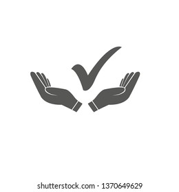 Checkmark On Hand Icon Vector Illustration.