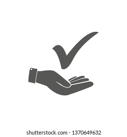 Checkmark On Hand Icon Vector Illustration .