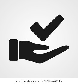 checkmark on hand web icon. vector design