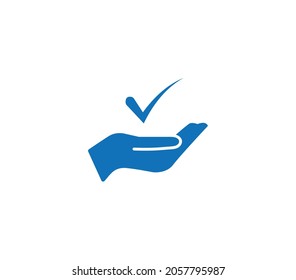 marca de verificación en el icono web de la mano. Clasificación de servicio superior en fondo blanco