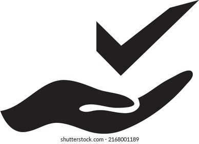 marca de verificación en el icono web de la mano. diseño vectorial en fondo blanco..eps
