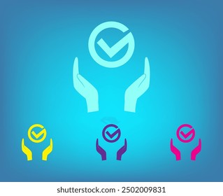 checkmark on hand web icon. vector design
