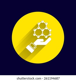 checkmark on hand web icon. vector design.