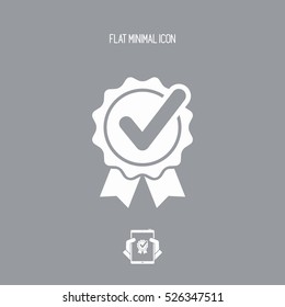 Checkmark on ribbon - Vector flat minimal icon