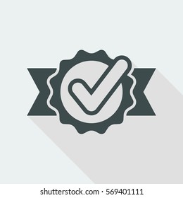 Checkmark on ribbon - Vector flat minimal icon
