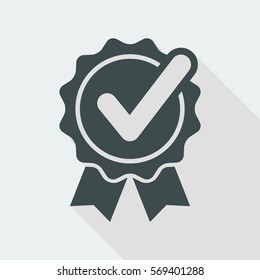 Checkmark on ribbon - Vector flat minimal icon