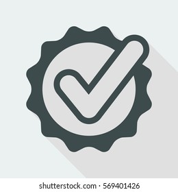 Checkmark on ribbon - Vector flat minimal icon