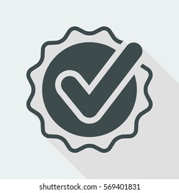 Checkmark on ribbon - Vector flat minimal icon