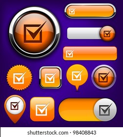 Checkmark orange design elements for website or app. Vector eps10.