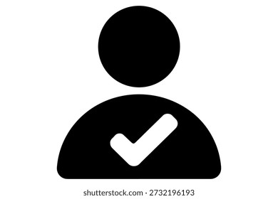Icono de persona de marca de verificación que indica la tarea completada o el usuario validado, adecuado para el concepto de diseño